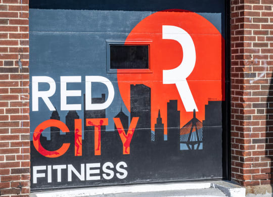 mural locating Red City Fitness, Allston