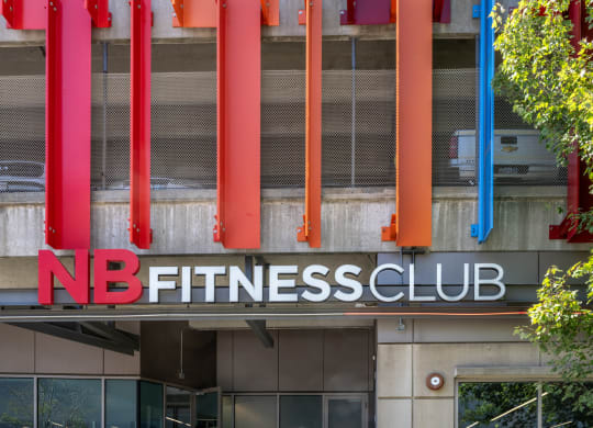 the front of a fitness club at Boston Landing, Allston MA
