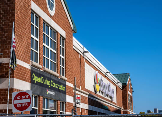 Front entrance to Stop n Shop grocery store, Allston MA