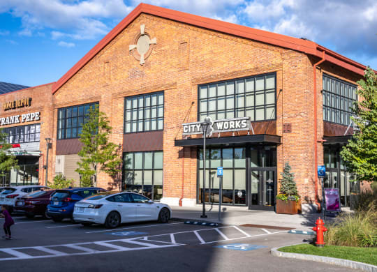 A large brick building at Arsenal Yards, Watertown MA