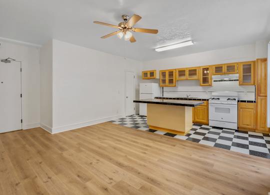 Unfurnished living room at The Langham Apartments, California