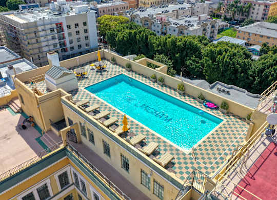 Rooftop pool at The Langham Apartments, Los Angeles
