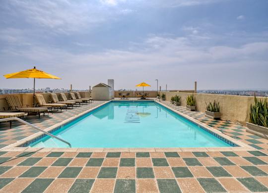Swimming pool at The Langham Apartments, Los Angeles, 90005