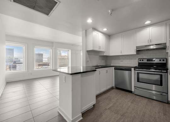 Equipped Kitchen at Grand Central Market Apartments, Los Angeles, CA