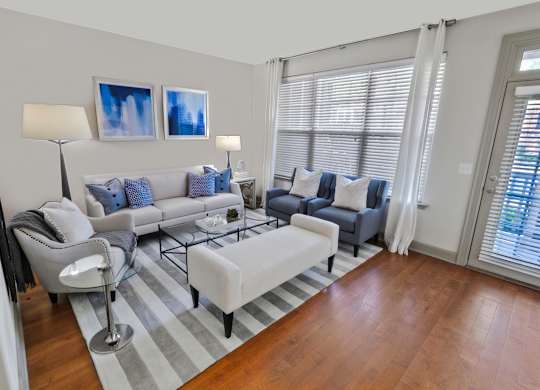 Living Room with Hardwood Flooring at The Estates at Ballantyne, Charlotte, NC, 28277
