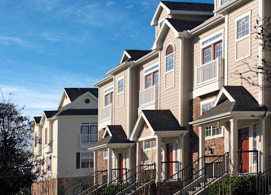 Townhomes View From the Street at The Estates at Ballantyne, Charlotte, NC, 28277
