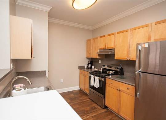 Upscale Stainless Steel Kitchen Appliances With Double Door Refrigerator at The Orleans of Decatur, Decatur, 30033