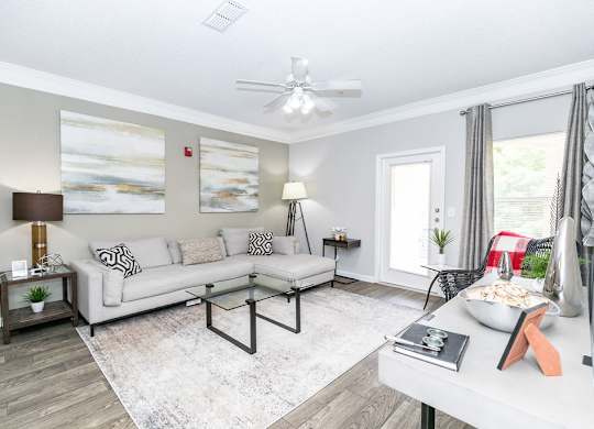 Living Room Interior at Villas at Hampton, Hampton, GA