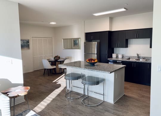 Model unit Kitchen and Dinning area at Villa Annette Apartments, California