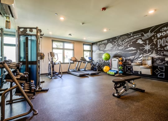 the exercise room at the galleria apartments at Woodcreek, Poulsbo