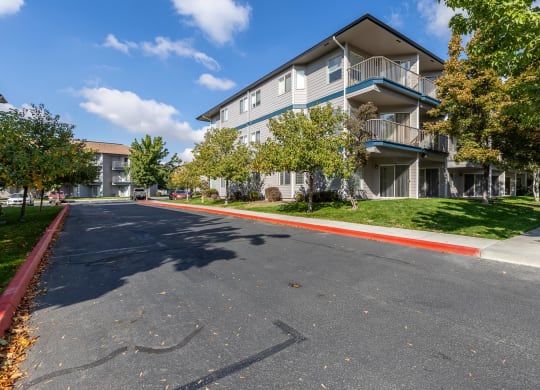 our apartments are located in a quiet neighborhood with trees  at Shoreline Village, Washington