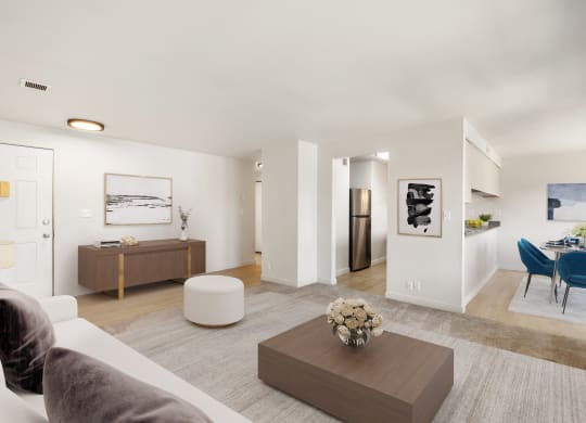 a living room with white walls and a gray rug  at Brix, Washington, 99362