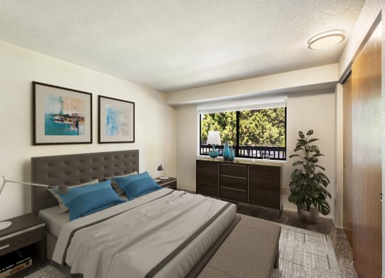 an image of a bedroom with a bed and a window at Cedarwood, Washington, 98801