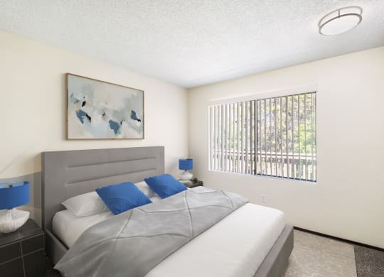 a bedroom with a bed and a window at Castlerock, Wenatchee, WA 98801