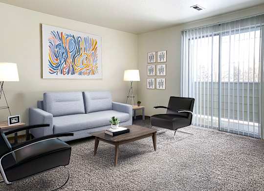 a living room with a white couch and a coffee table at Shiloh Glen, Billings, MT
