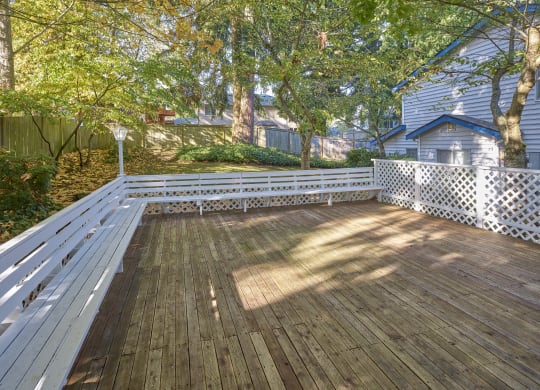 a large deck with a house in the background at Edmonds Gateway, Edmonds, WA 98026
