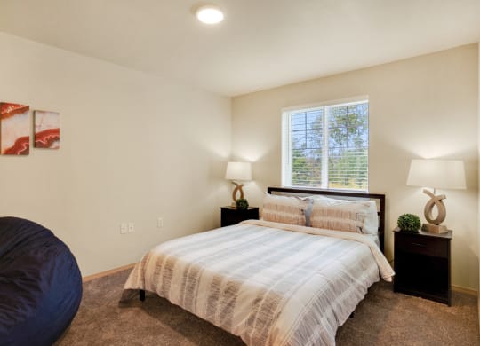 a bedroom with a bed and a window at Sky Vue, Washington, 98229