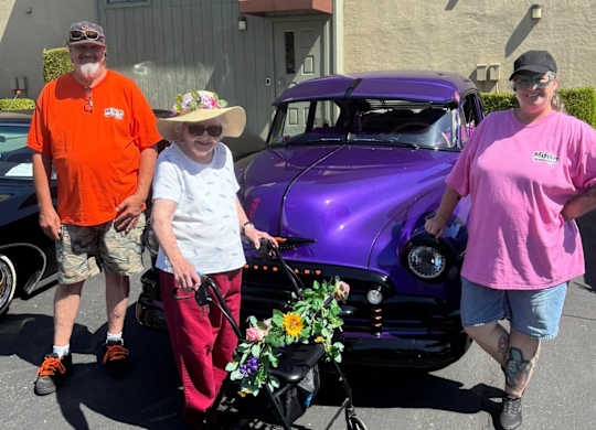 A purple car is parked at Lodi Commons Senior Living, Lodi, 95240