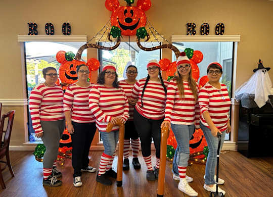 A group of people dressed as characters at Lodi Commons Senior Living, California, 95240