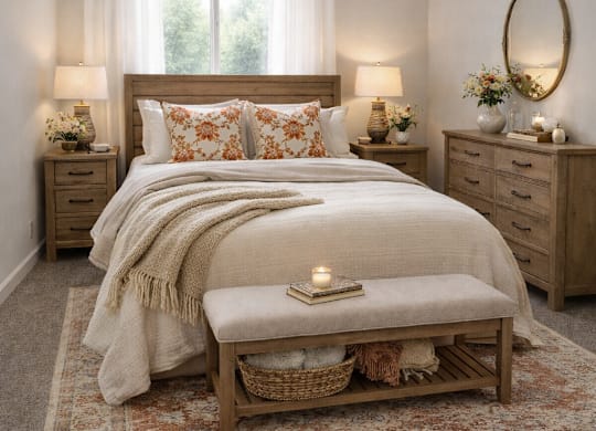 Contemporary Bedroom at River Commons Senior Living, Redding, CA, 96002