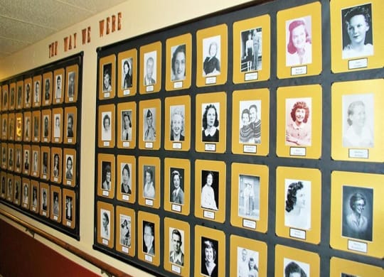 Resident Photo Wall at Campus Commons Senior Living, Sacramento California