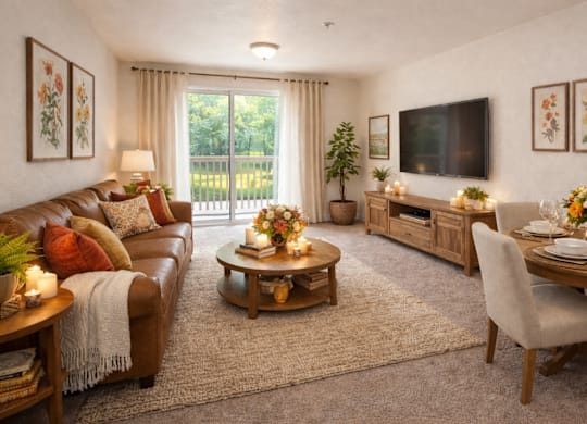 Bright Living Room at Campus Commons Senior Living, Sacramento, CA
