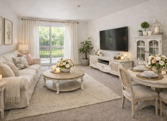 Luxury Living Room at Campus Commons Senior Living, Sacramento, 95825
