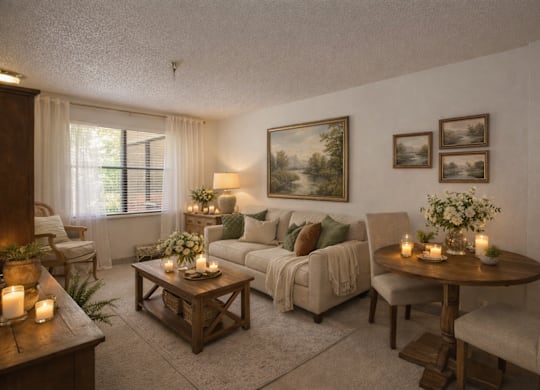 Elegant Living Room at Campus Commons Senior Living, Sacramento, CA, 95825