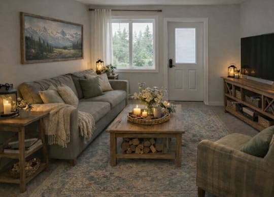 Luxury Living Room at River Commons Senior Living, California
