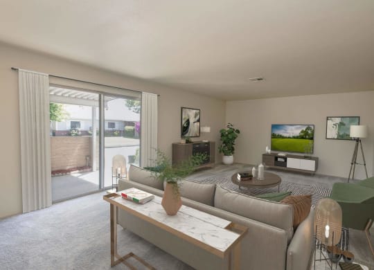 a living room with a couch and a table at Castle Vista Senior Duplex Community, Atwater, 95301
