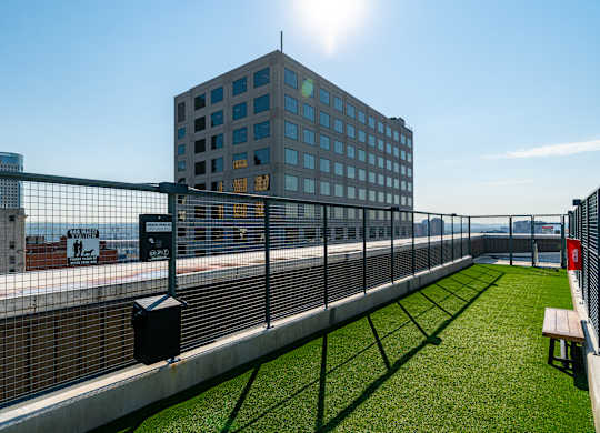 a dog park on the roof of a building at Textile Apartments, Cincinnati