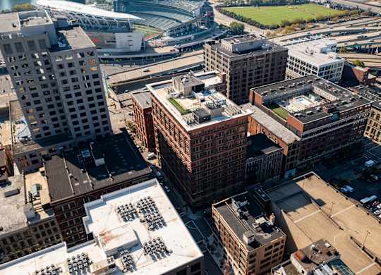 a view of a city from the top of a tall building at Textile Apartments, Cincinnati, OH, 45202