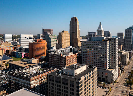 a view of the city from a skyscraper at Textile Apartments, Ohio, 45202