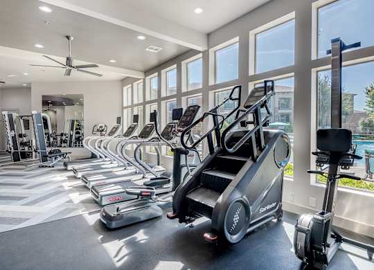 fitness center with cardio equipment at Discovery at Craig Ranch, McKinney, TX