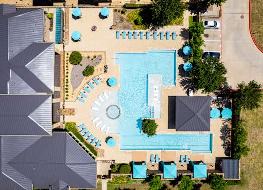 arial view of the pool at the resort at longboat key club at Discovery at Craig Ranch, McKinney, Texas