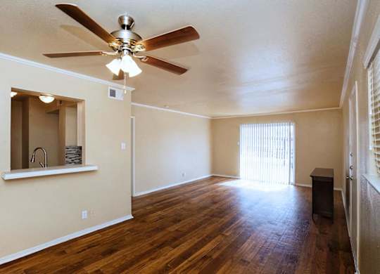 Wood Floor Living Room at Boston Woods Apartments, Texas, 78201