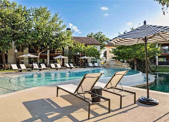 Poolside Sun loungers at The Landmark, New Braunfels, TX, 78130