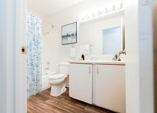A white toilet and sink in a small bathroom.