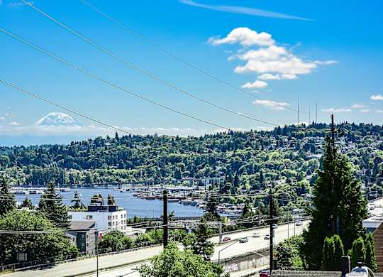 a view of the city of seattle and mt. rainier  at Cosmopolitan, Seattle, WA, 98105