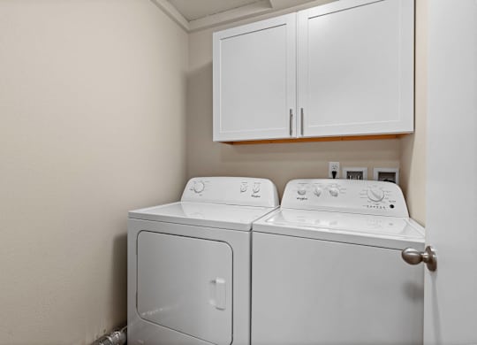 our apartments have a washer and dryer in the resident laundry room at Bellamy Park Apartments , Lakewood