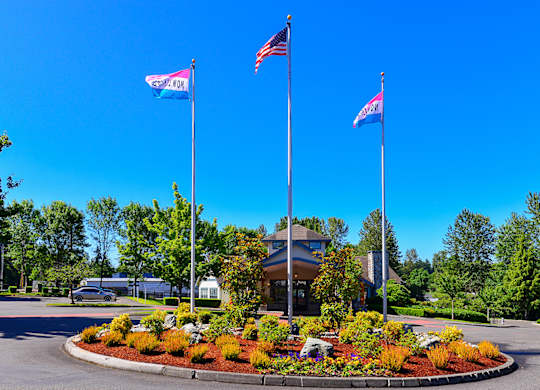 flags at Deer Creek Apartments, Puyallup, WA, 98373
