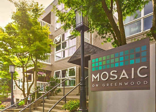 Seattle Apartments- Mosaic on Greenwood-exterior- signage