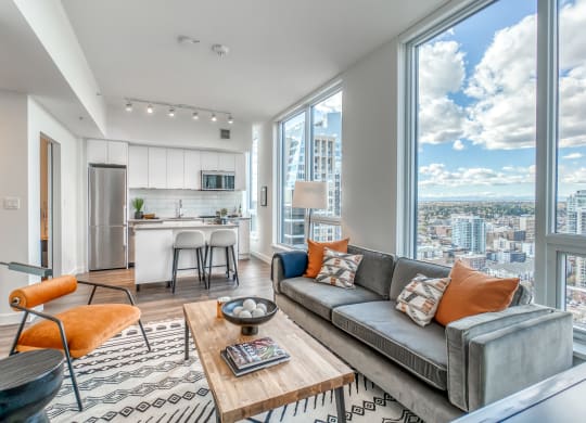 Modern Living Area With Kitchen Area at BLVD Beltline, Alberta