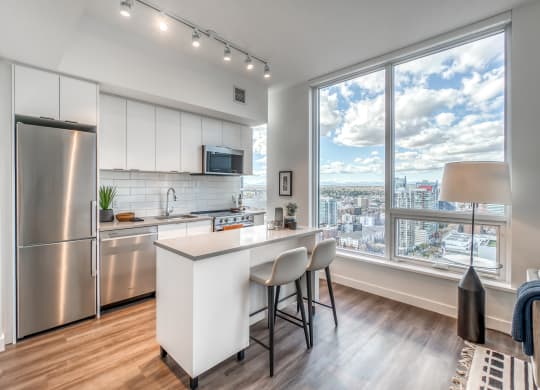 Gourmet Kitchen With Island at BLVD Beltline, Calgary, T2G 2K4