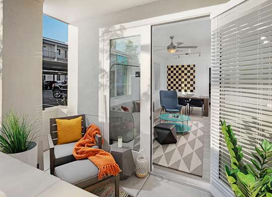 Select homes feature balconies and patios