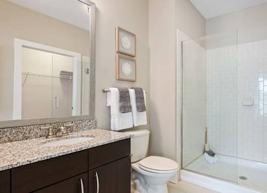Marshall Park apartments on the Greenway - Modern bathrooms with glass enclosed showers