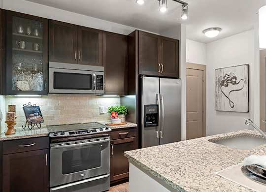 StoneLedge Apartments - Custom 42" Maple Cabinetry - Downtown Grapevine TX Apartments