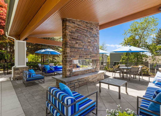the preserve at ballantyne commons covered patio with fireplace