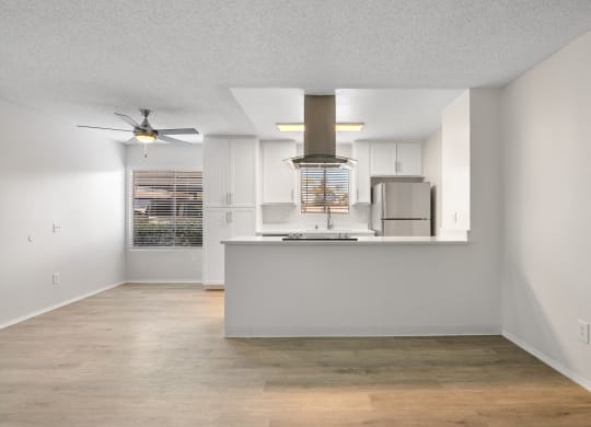 Waterleaf Apartment Homes Living Room with view of kitchen