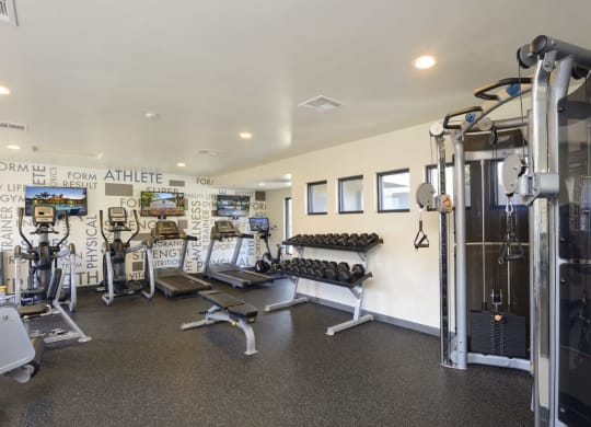 us state themed gym with a lot of exercise equipment